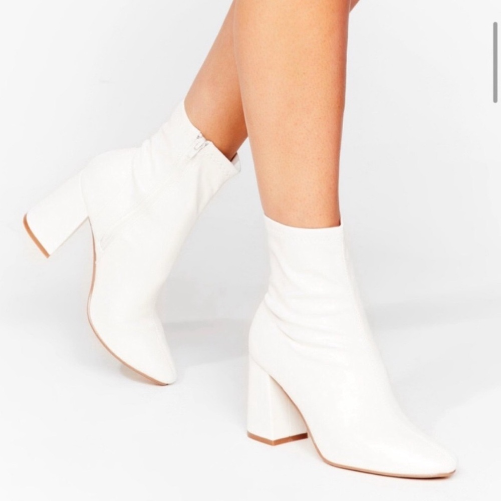 White Nasty Gal sock booties
